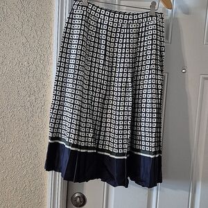BNWT Tory Burch navy Milano square silk skirt size 0.